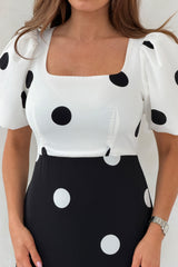 Jennifer Contrast Spot Midi Dress