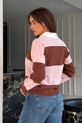 Lauren Stripe Knit Collar Top Pink