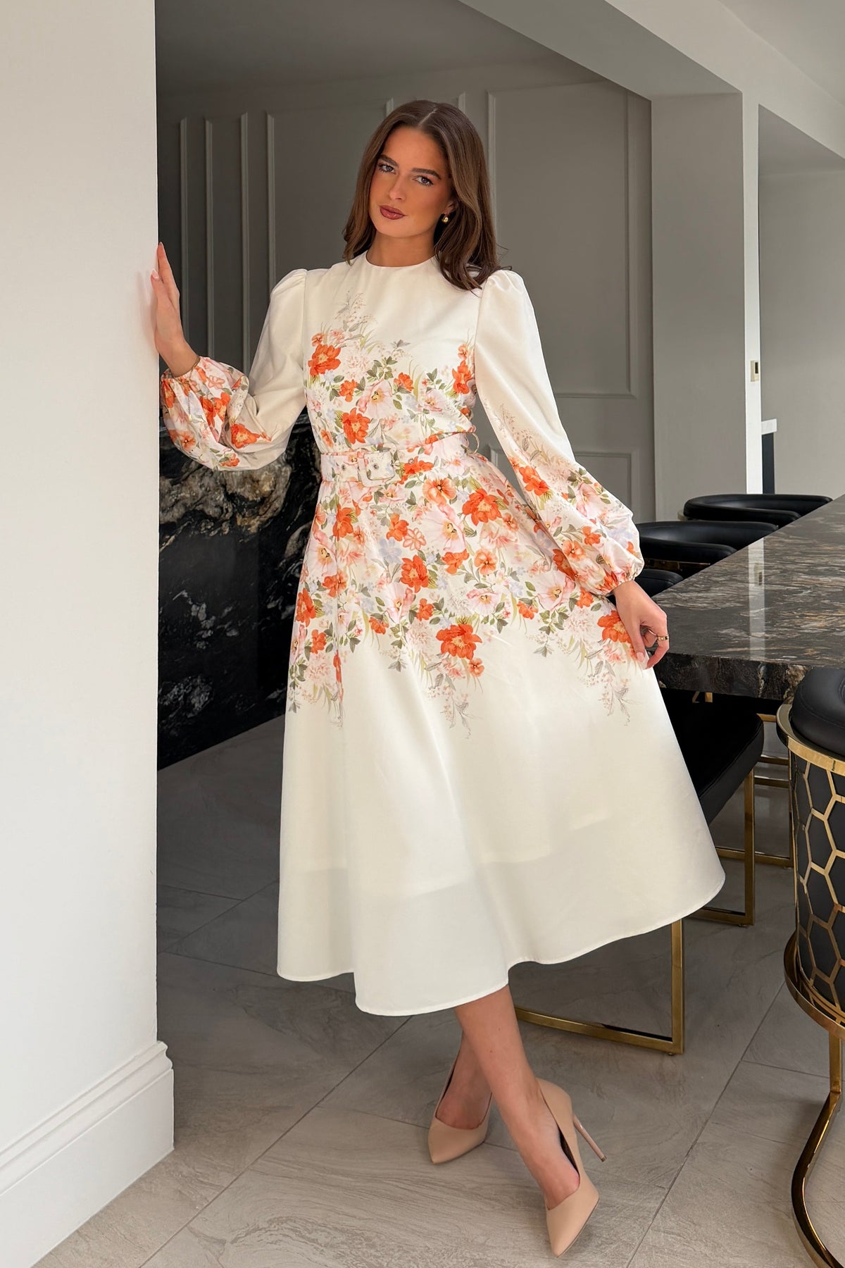 Joelle Floral Long Sleeve Midi Dress