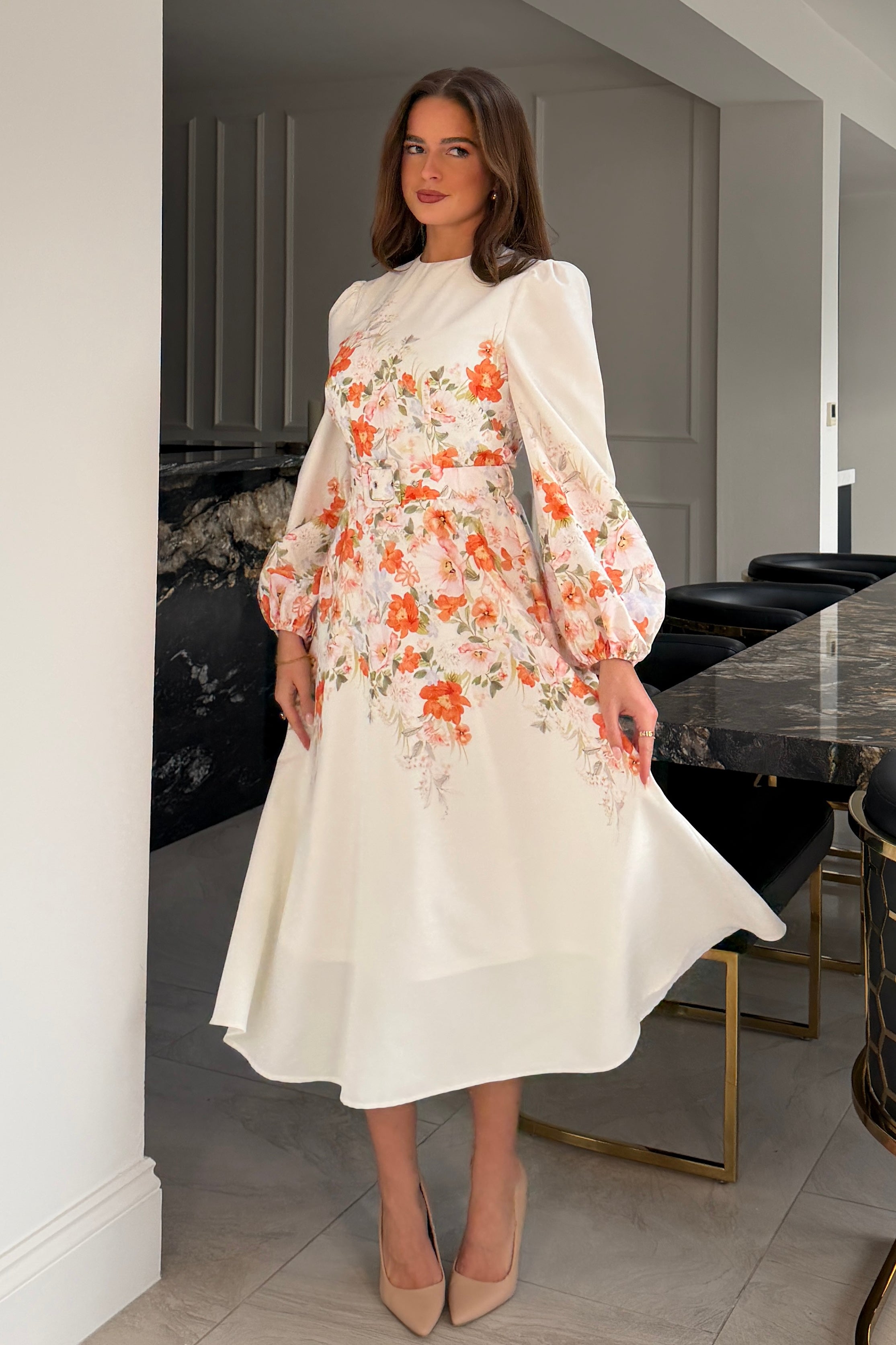 Joelle Floral Long Sleeve Midi Dress