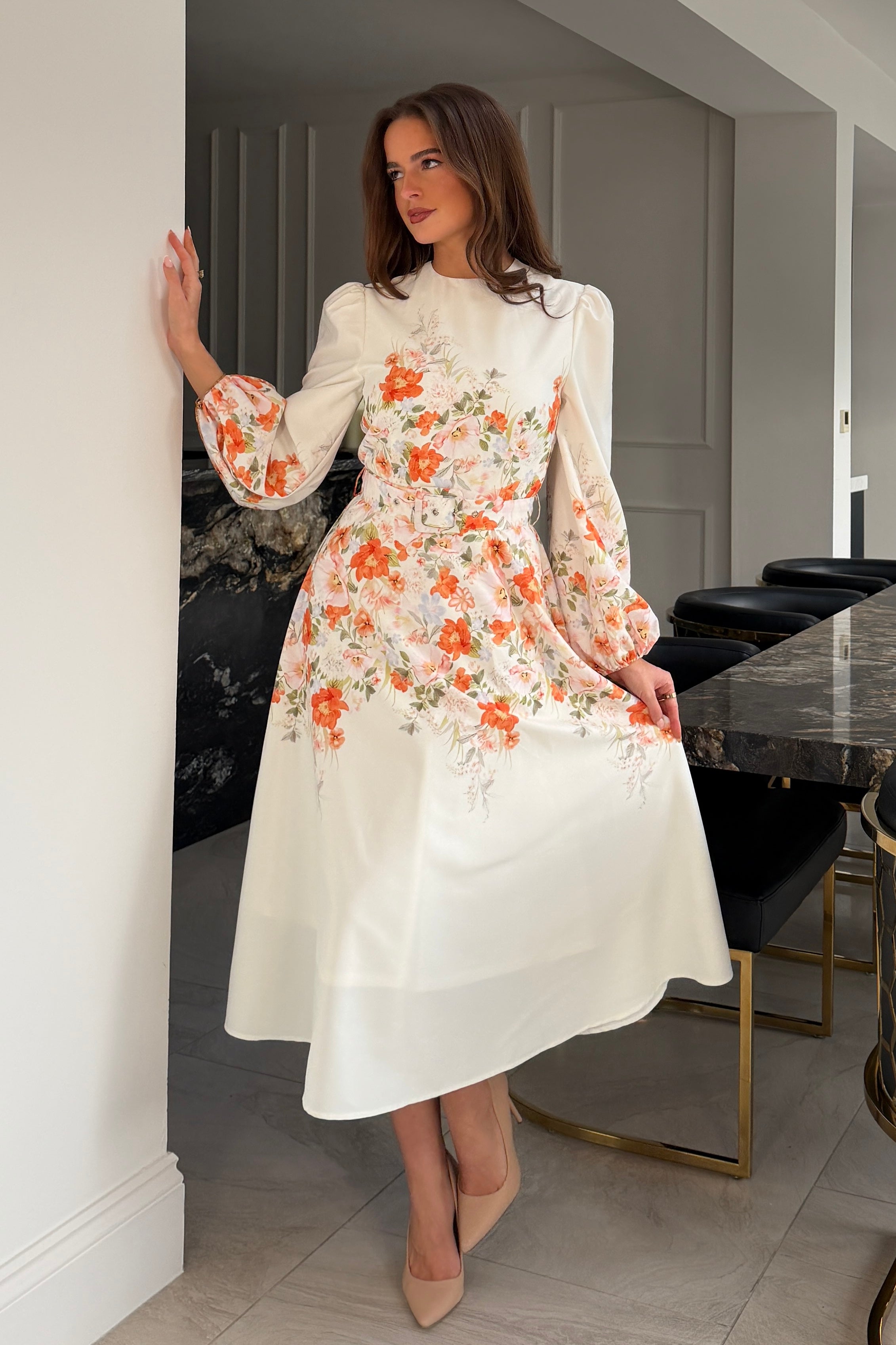 Joelle Floral Long Sleeve Midi Dress