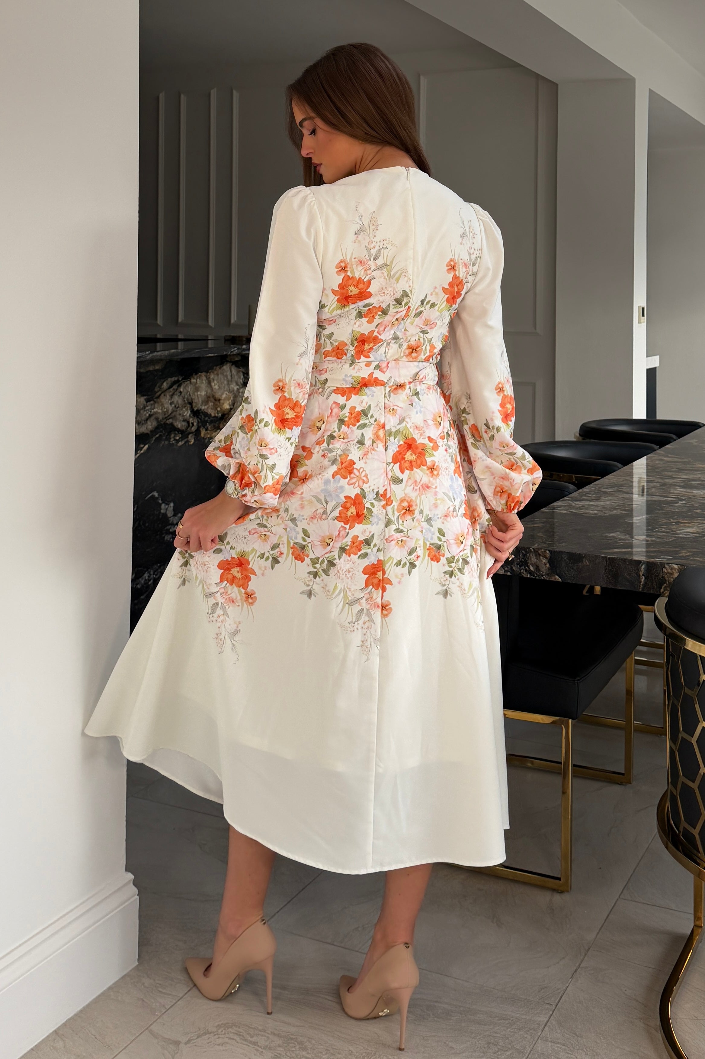 Joelle Floral Long Sleeve Midi Dress