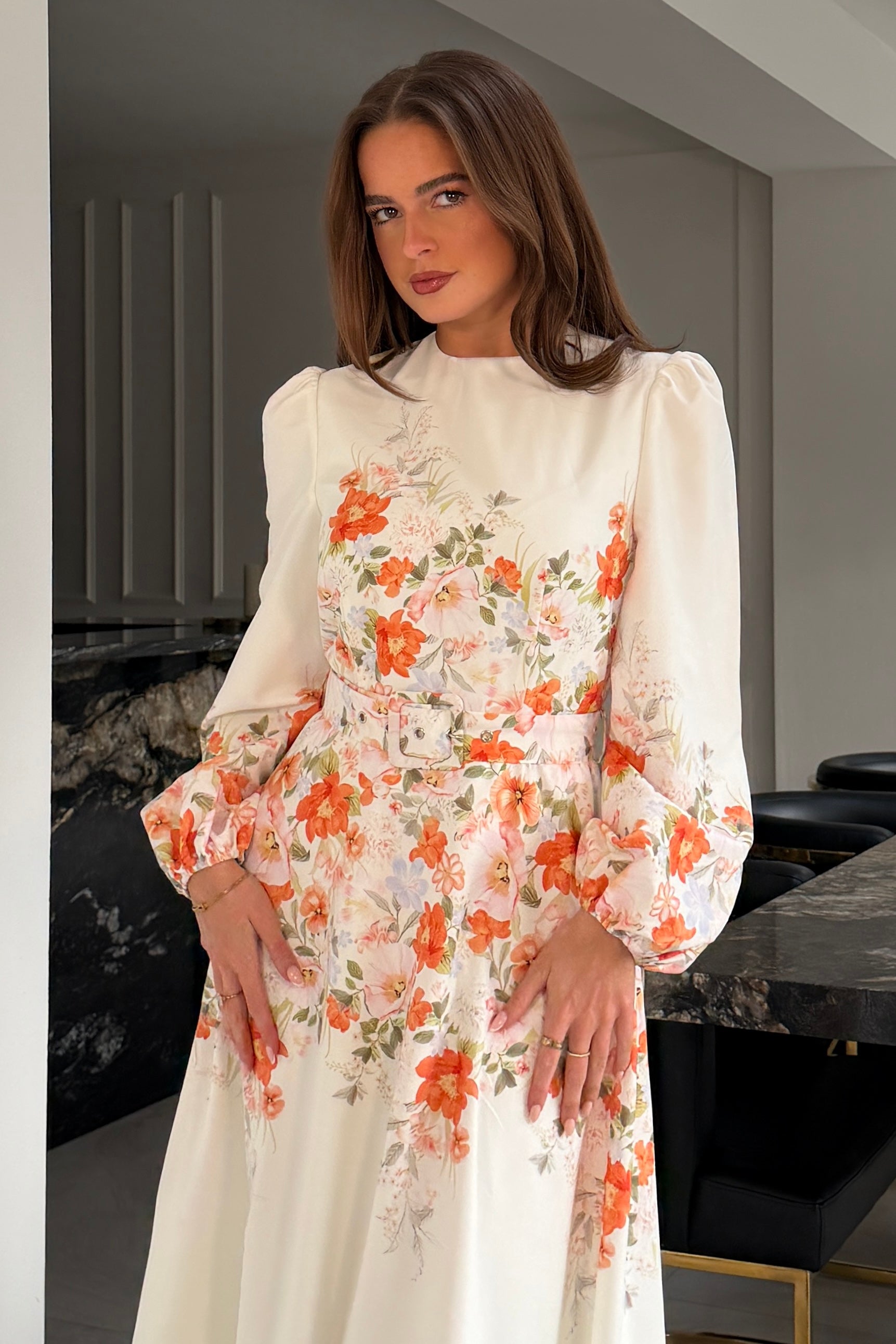 Joelle Floral Long Sleeve Midi Dress