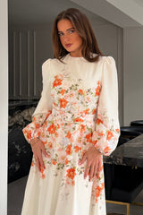 Joelle Floral Long Sleeve Midi Dress