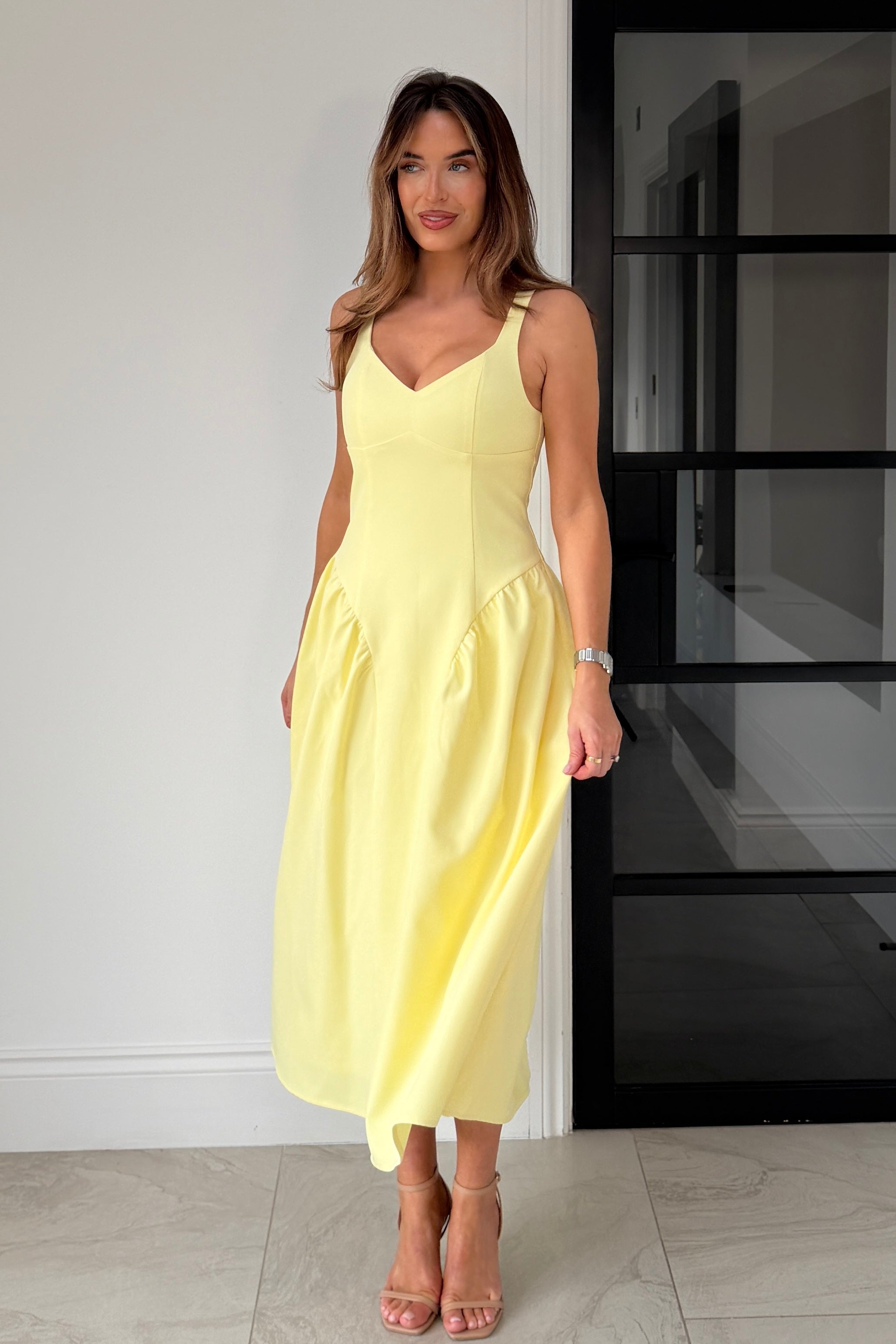 Autumn Strappy Maxi Dress Yellow