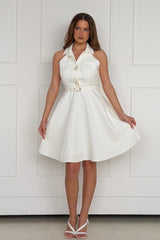 Francesca Button Up Midi Dress White