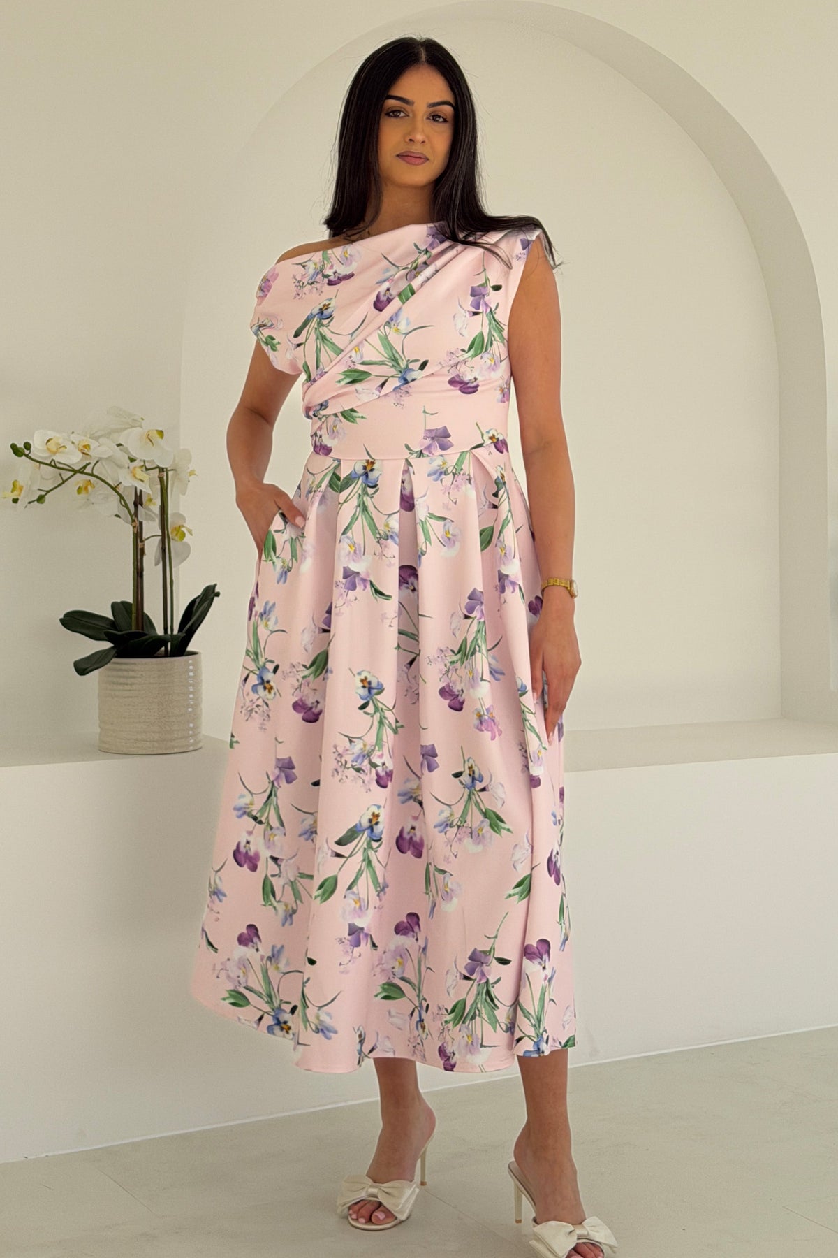 Betty Asymmetric Midi Dress Purple
