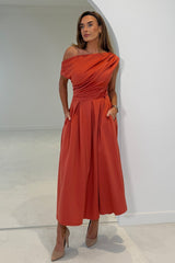 Betty Asymmetric Midi Dress Clay