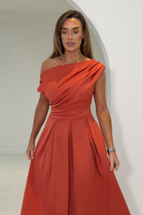 Betty Asymmetric Midi Dress Clay
