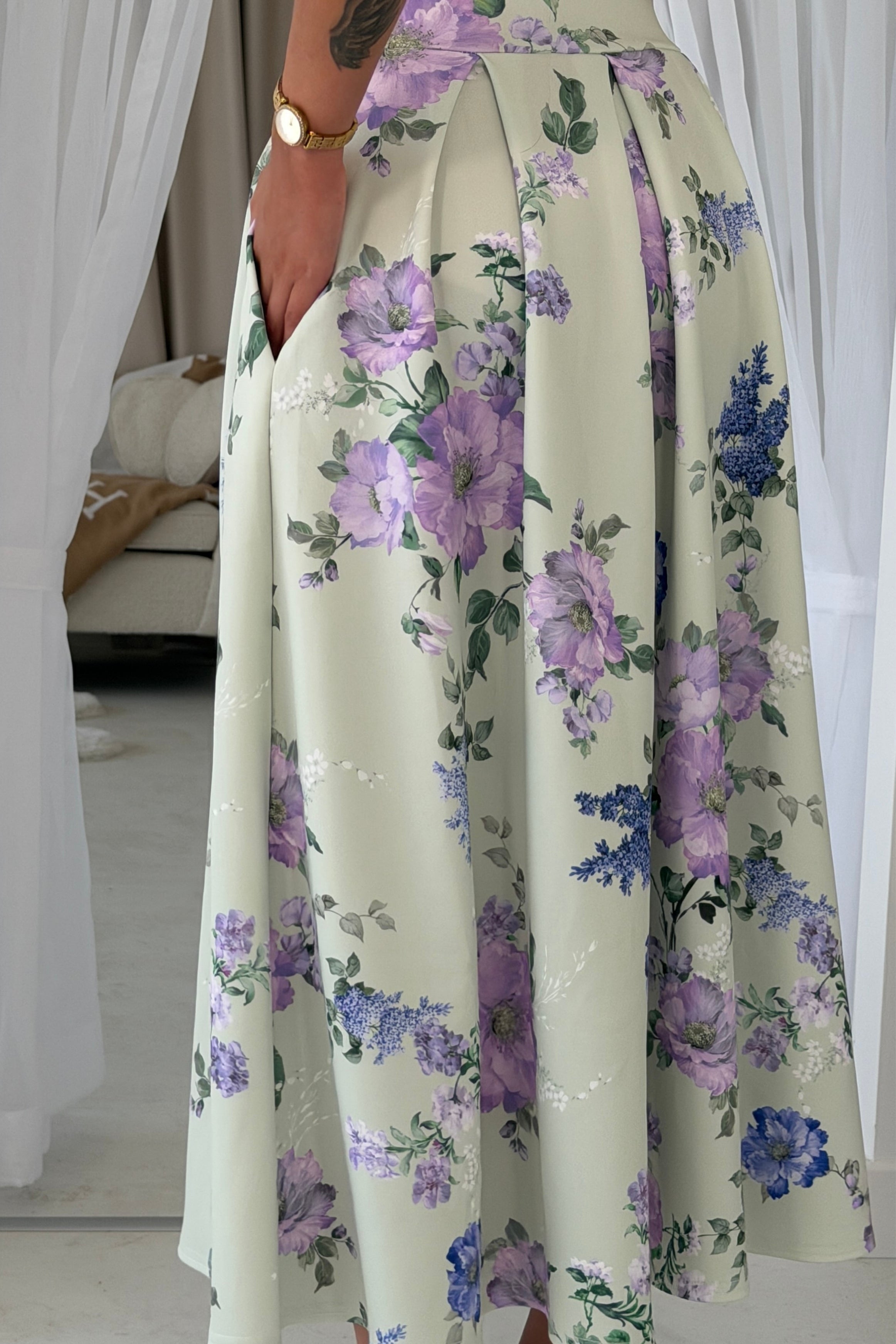 Kristen Midi Skater Skirt Green