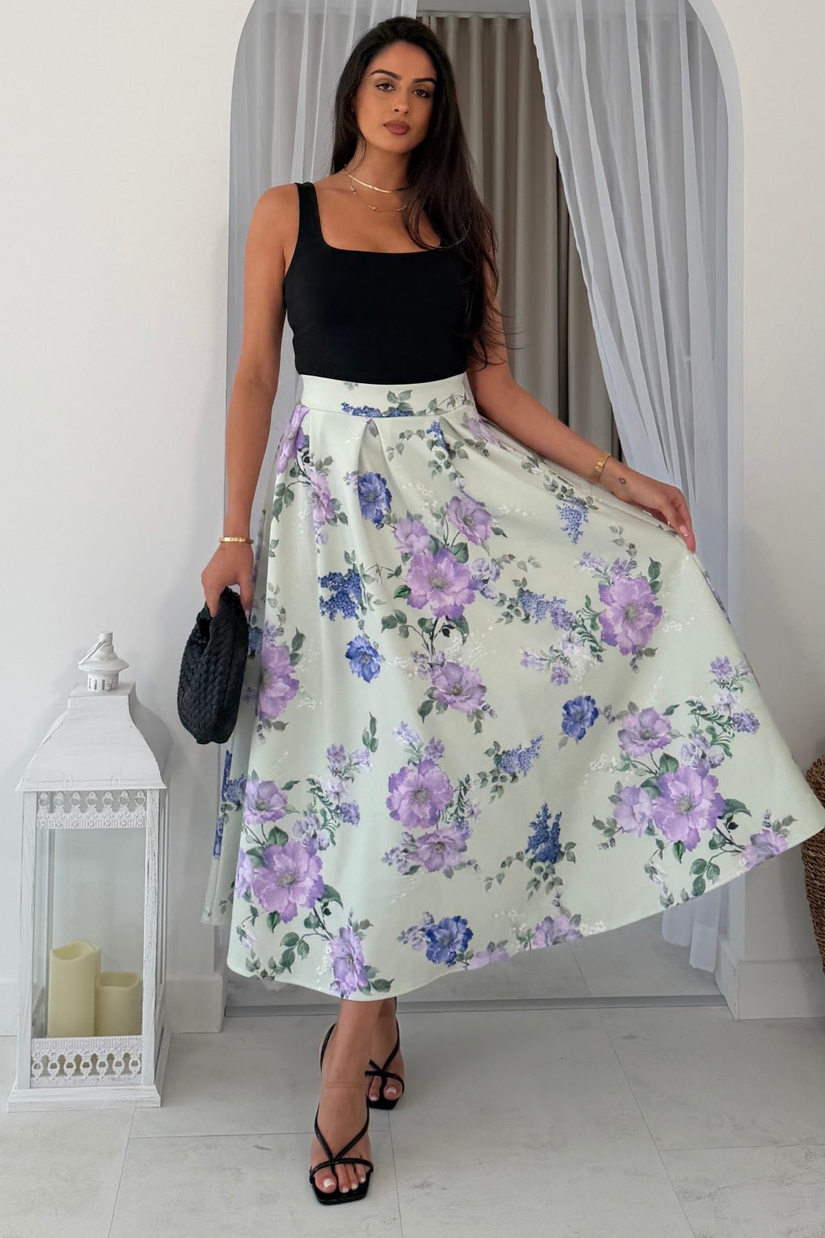 Kristen Midi Skater Skirt Green