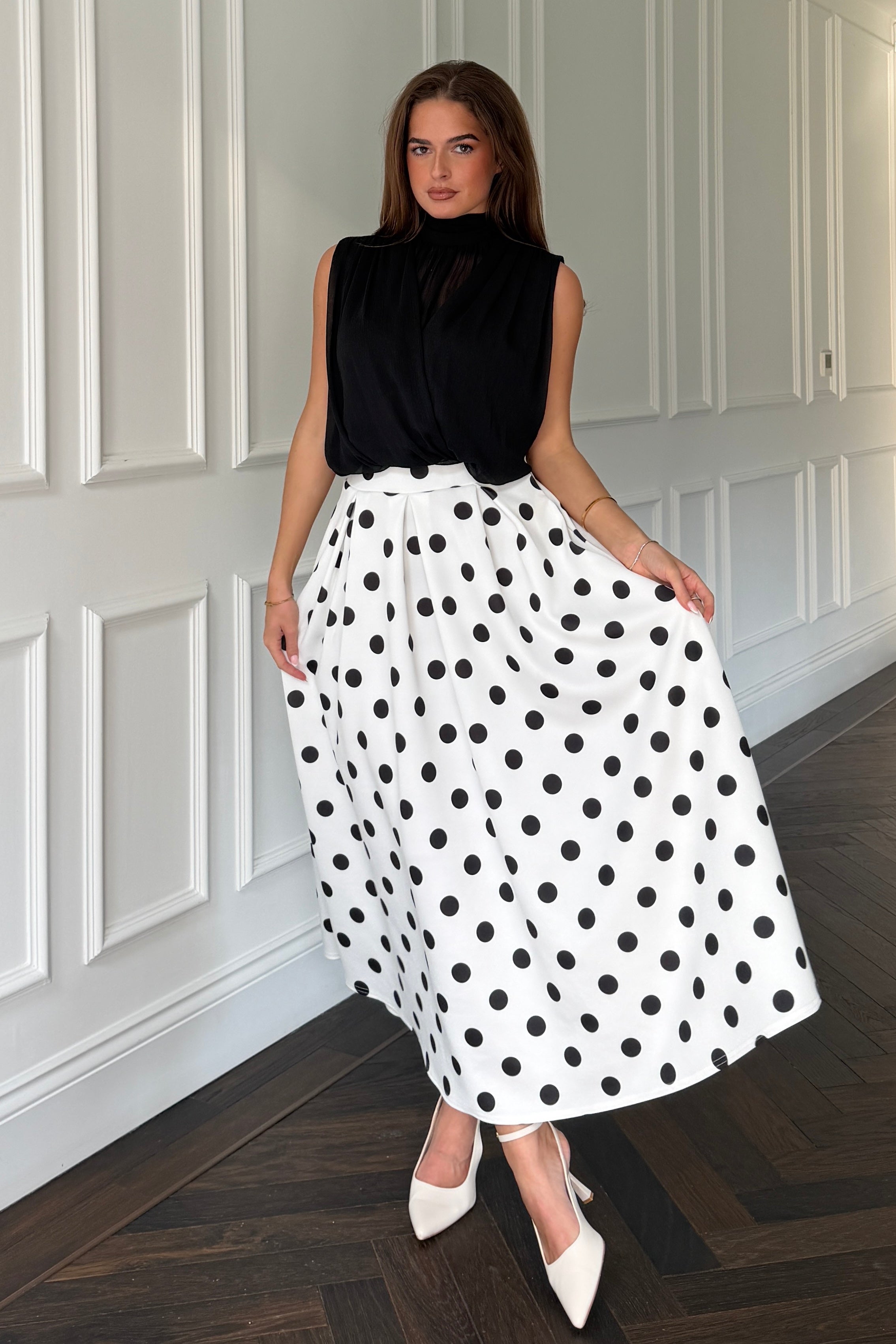 Kristen Midi Skater Skirt Polka