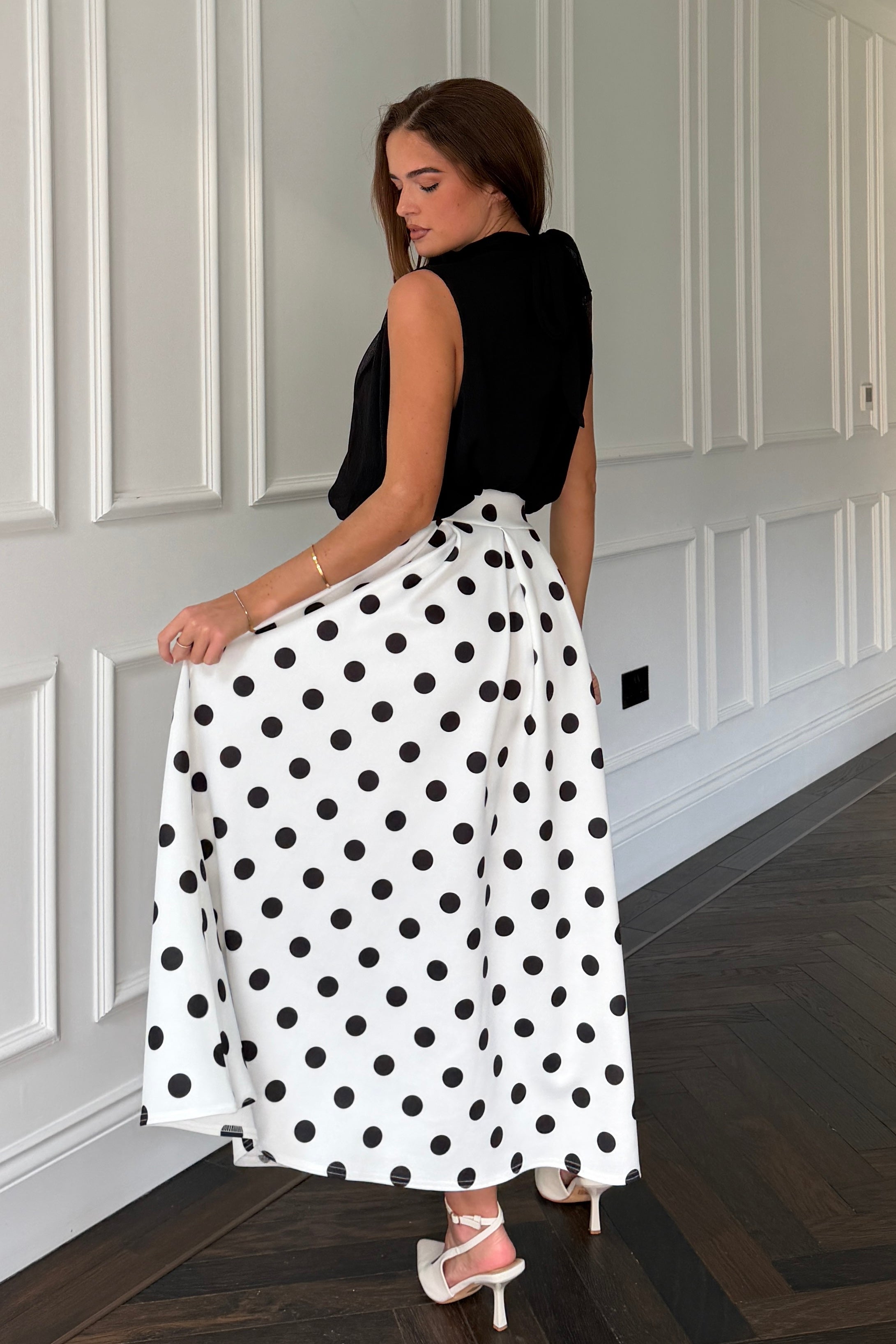 Kristen Midi Skater Skirt Polka