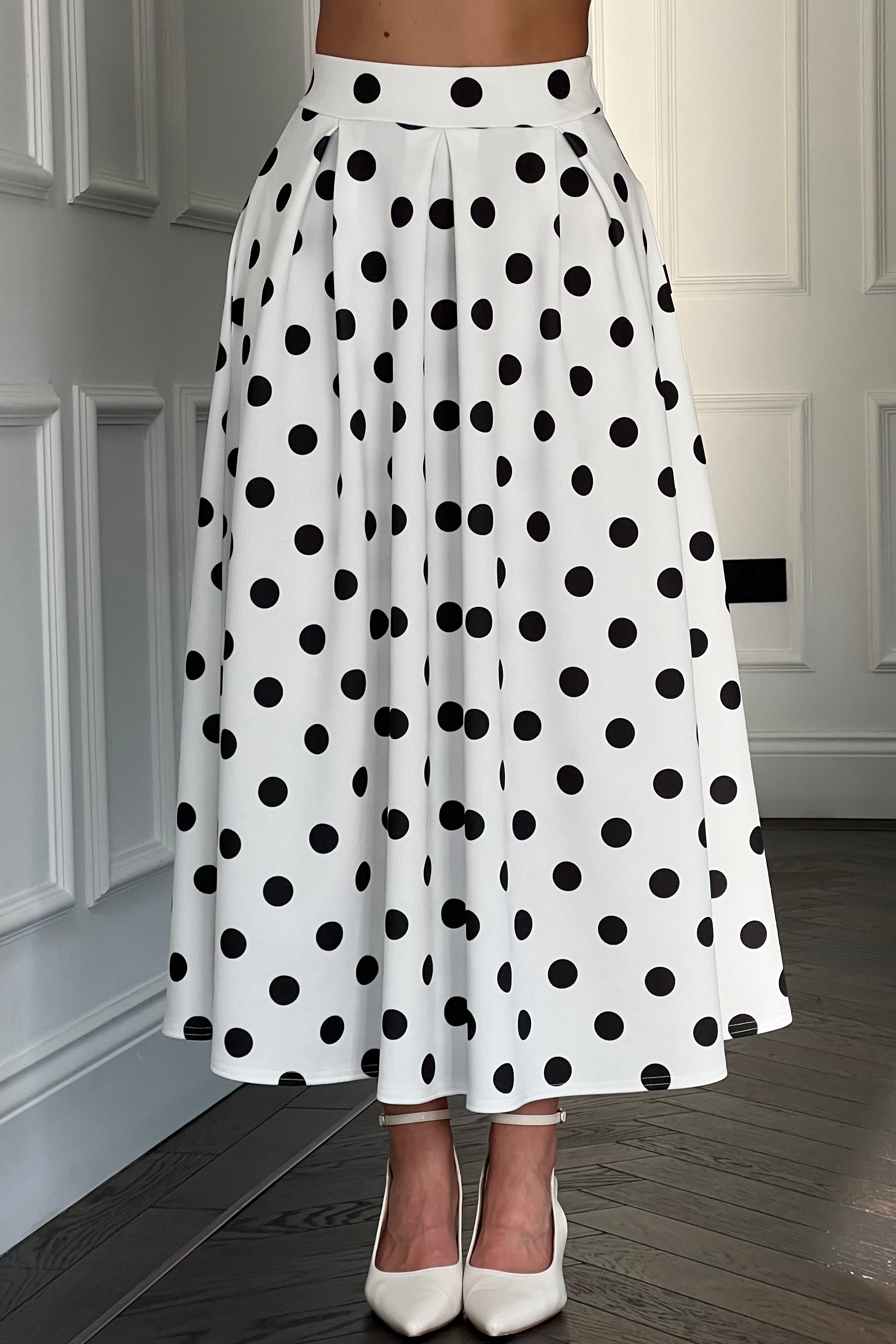 Kristen Midi Skater Skirt Polka