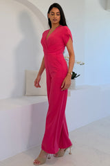 Bridget Twist Font Split Arm Jumpsuit Pink