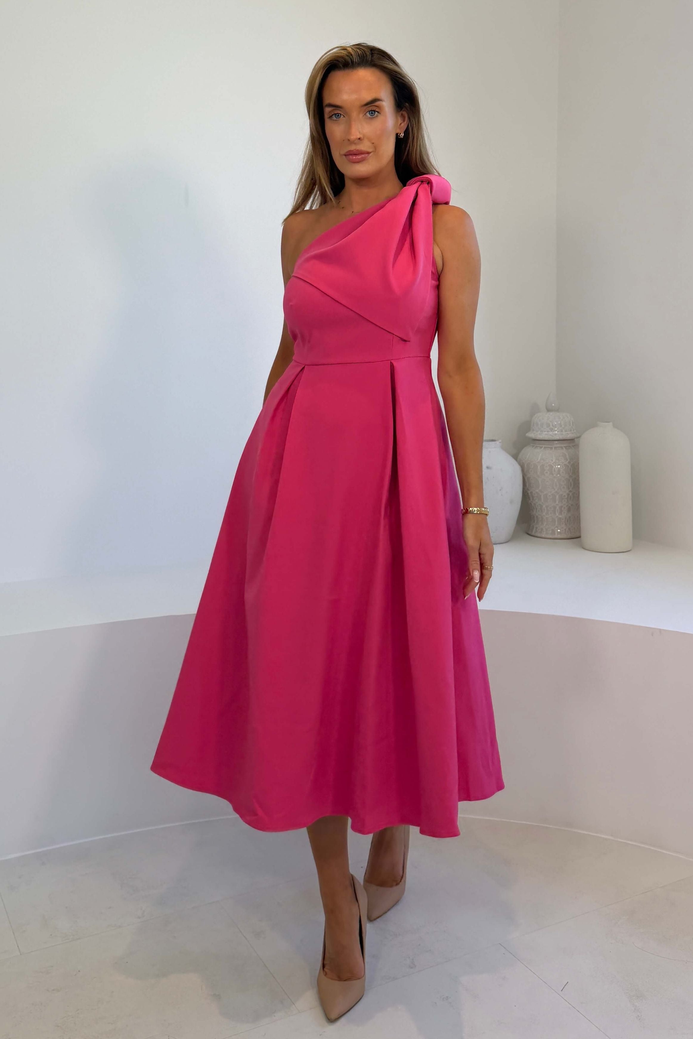 Keeley Bow Shoulder Maxi Dress Pink