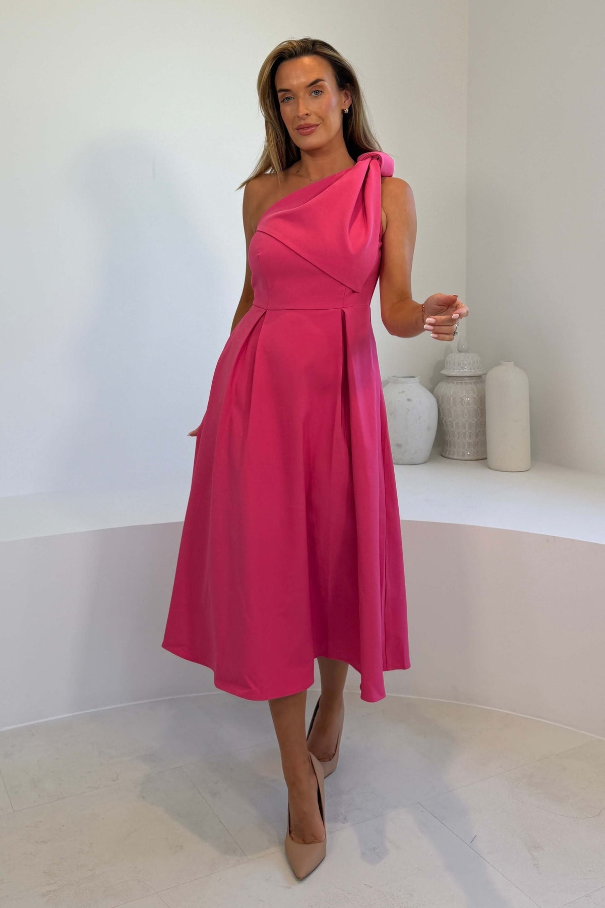 Keeley Bow Shoulder Maxi Dress Pink