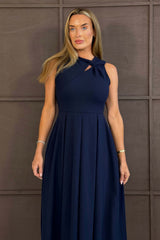 Anastasia Knot Detail Midi Dress Navy