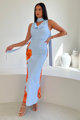 Capri Cowl Front Maxi Dress Blue