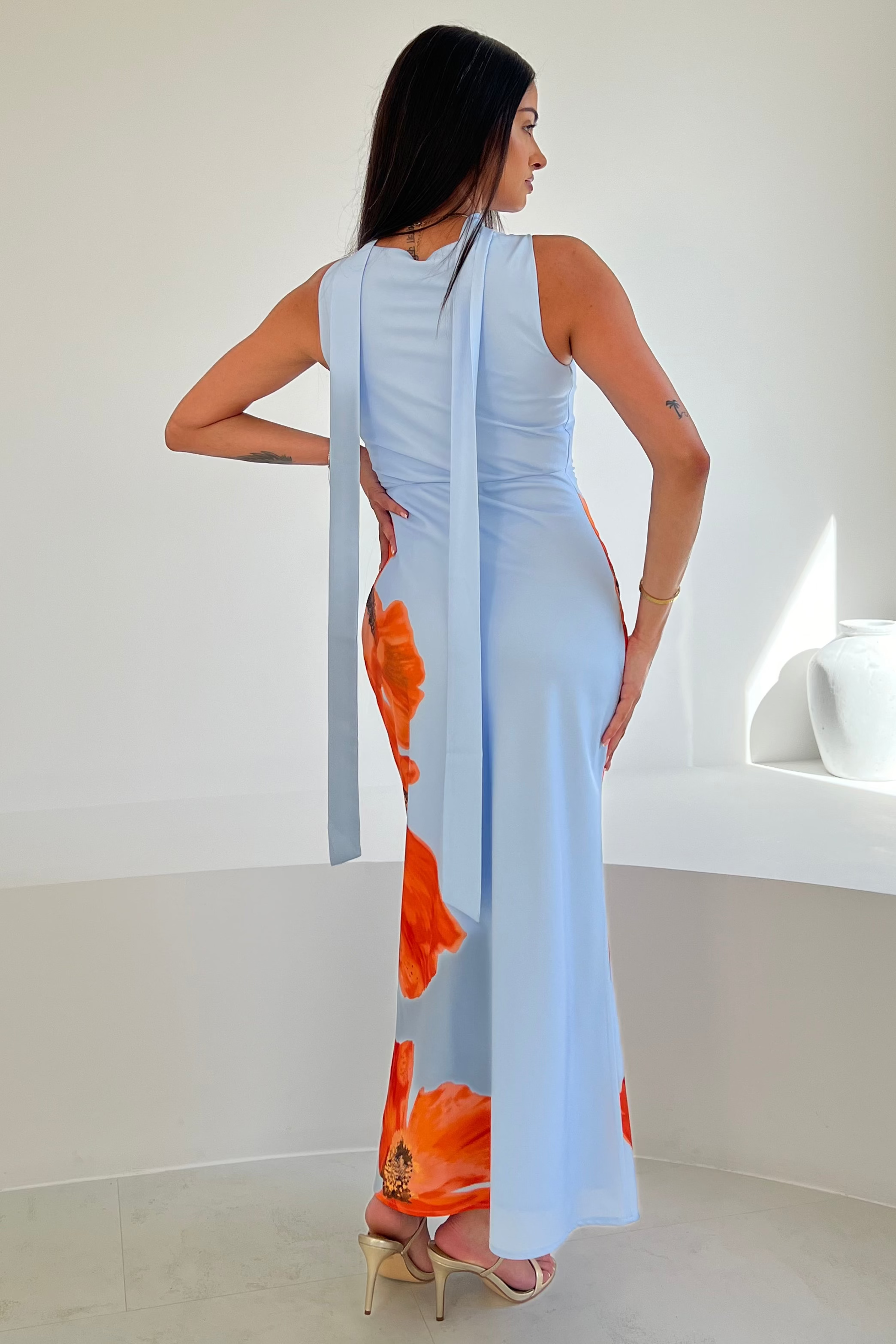 Capri Cowl Front Maxi Dress Blue