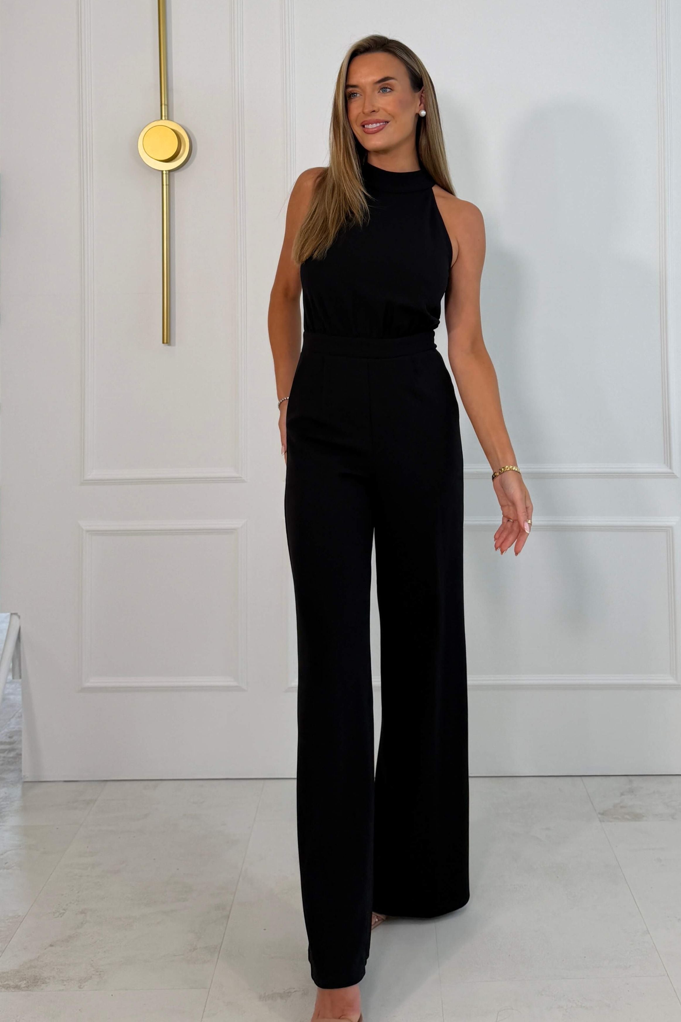 Fifi Halter Tie Jumpsuit Black