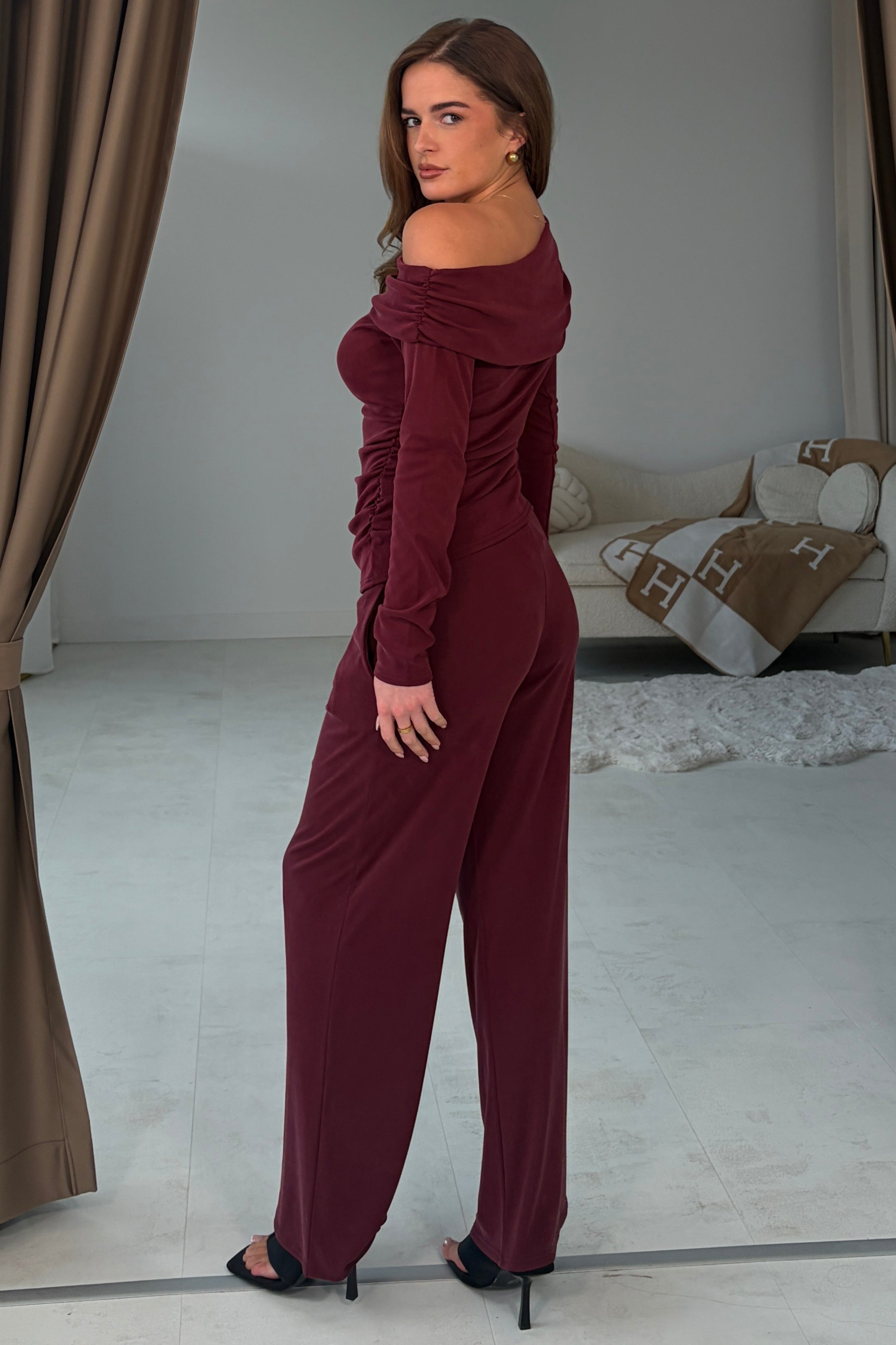 Jay Asymetric Long Sleeve Top Berry