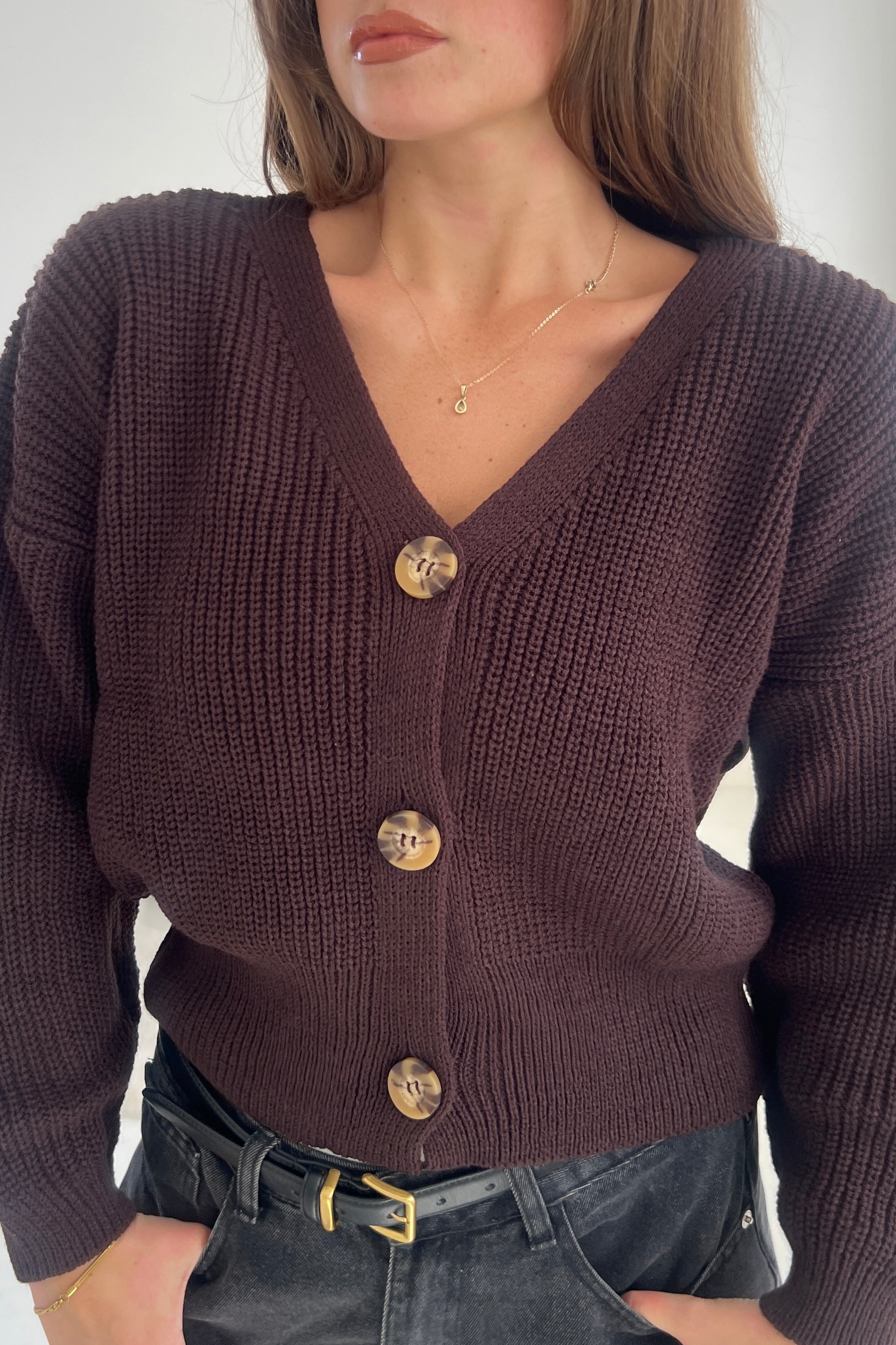 Kiera Relaxed Fit Cardigan Walnut