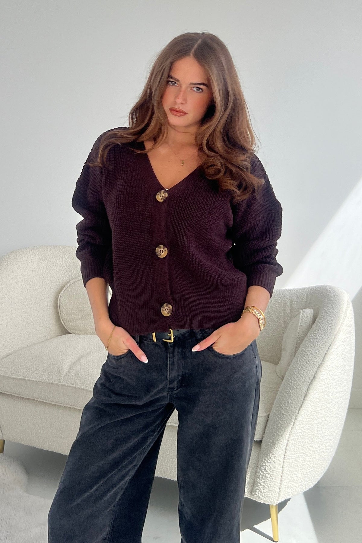 Kiera Relaxed Fit Cardigan Walnut